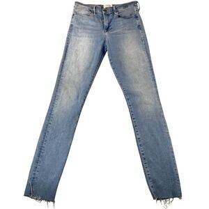 Frame Denim Le High Skinny Jeans Europa Light Blue Raw Hem LHSKRA079 Size 28